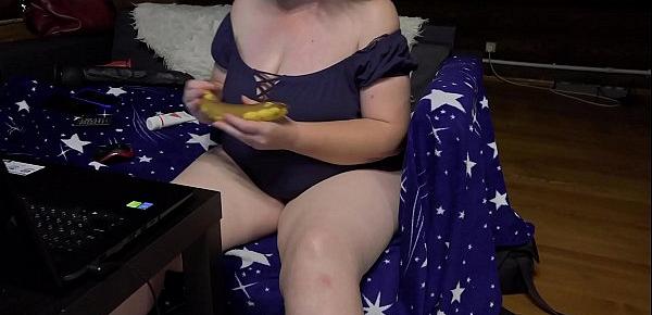  A powerful hole in hairy pussy crushed a banana and then fucked with a dildo. Mature BBW again cheating on her husband before the webcam.